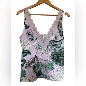 Linea Donatella Sz S Lavender Lilac Lace Camisole Floral Tank Top